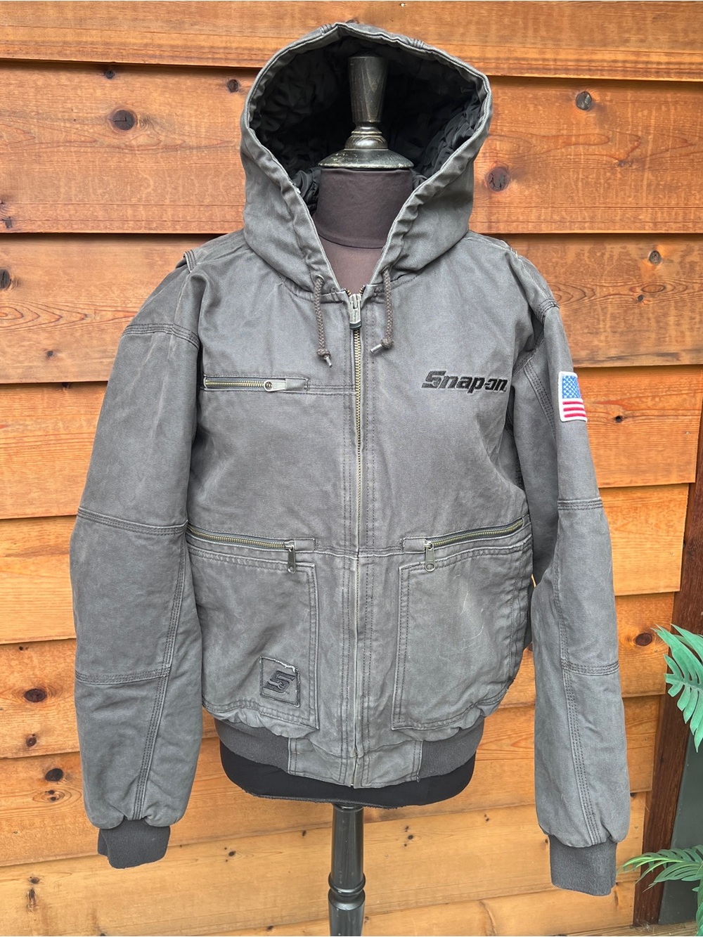 Snap-On Hooded Men's Work Jacket in Gray